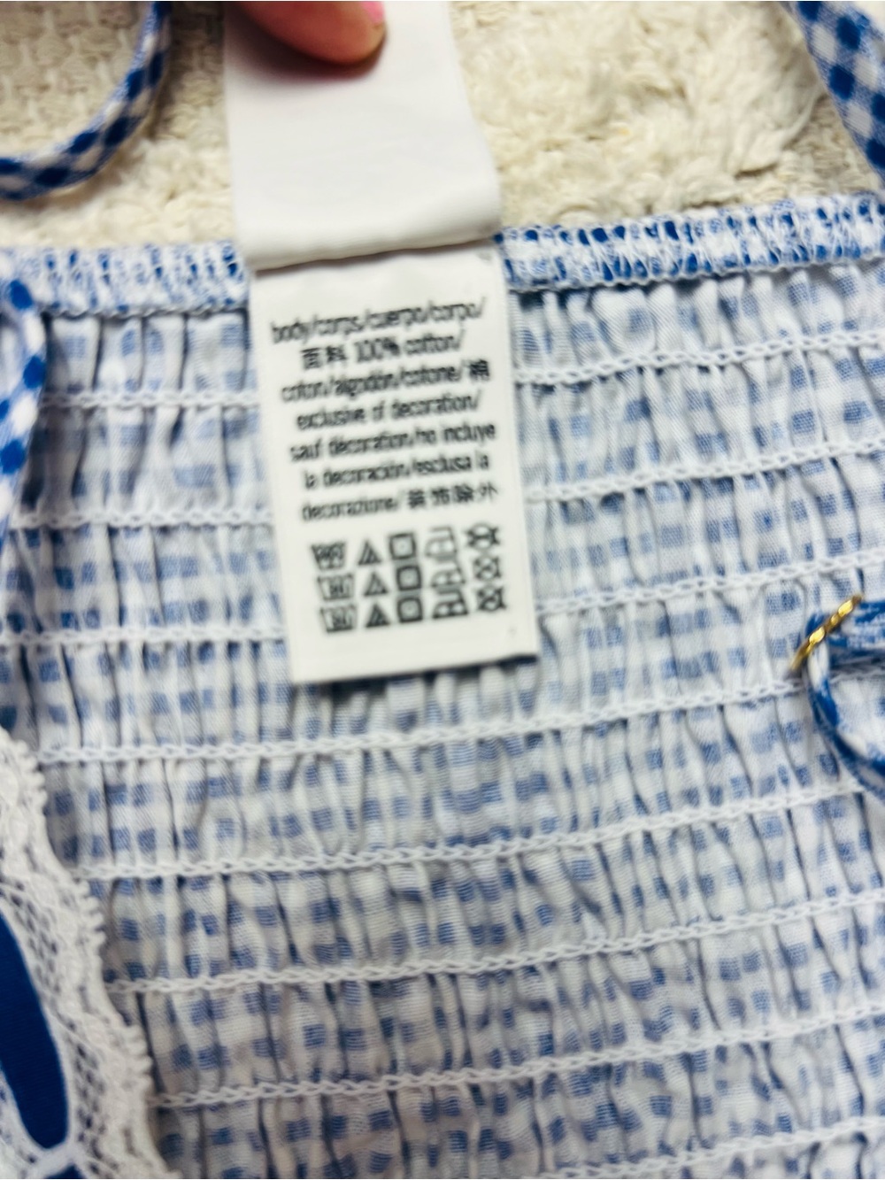 Frankie’s Bikinis x VS Pink Indiana Blue Gingham Lace Trim Sundress – Size M - Picture 13 of 14